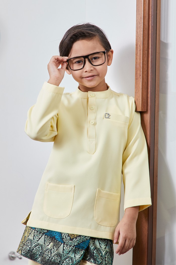 Baju Melayu Yusoff Kids - Soft Yellow